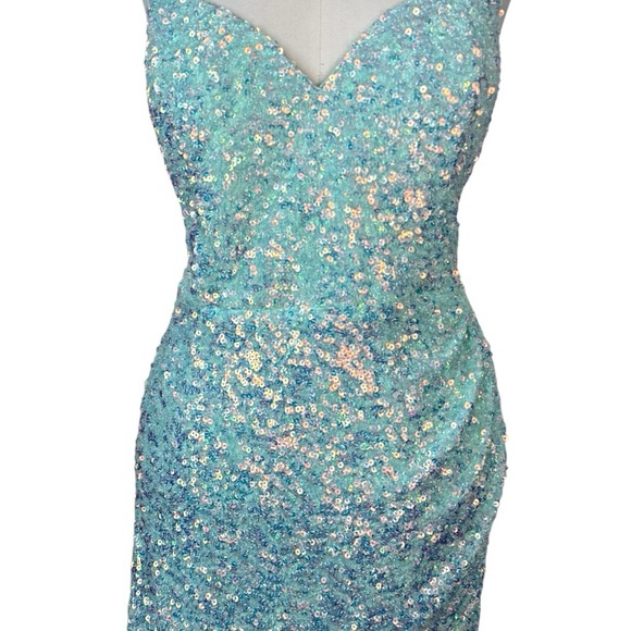 Alyce Paris Women’s Blue Sequin Opal Mini Dress size 16 - Picture 11 of 12